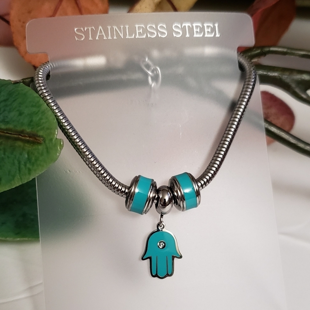 Stainless Steel Charm Beads Bracelet